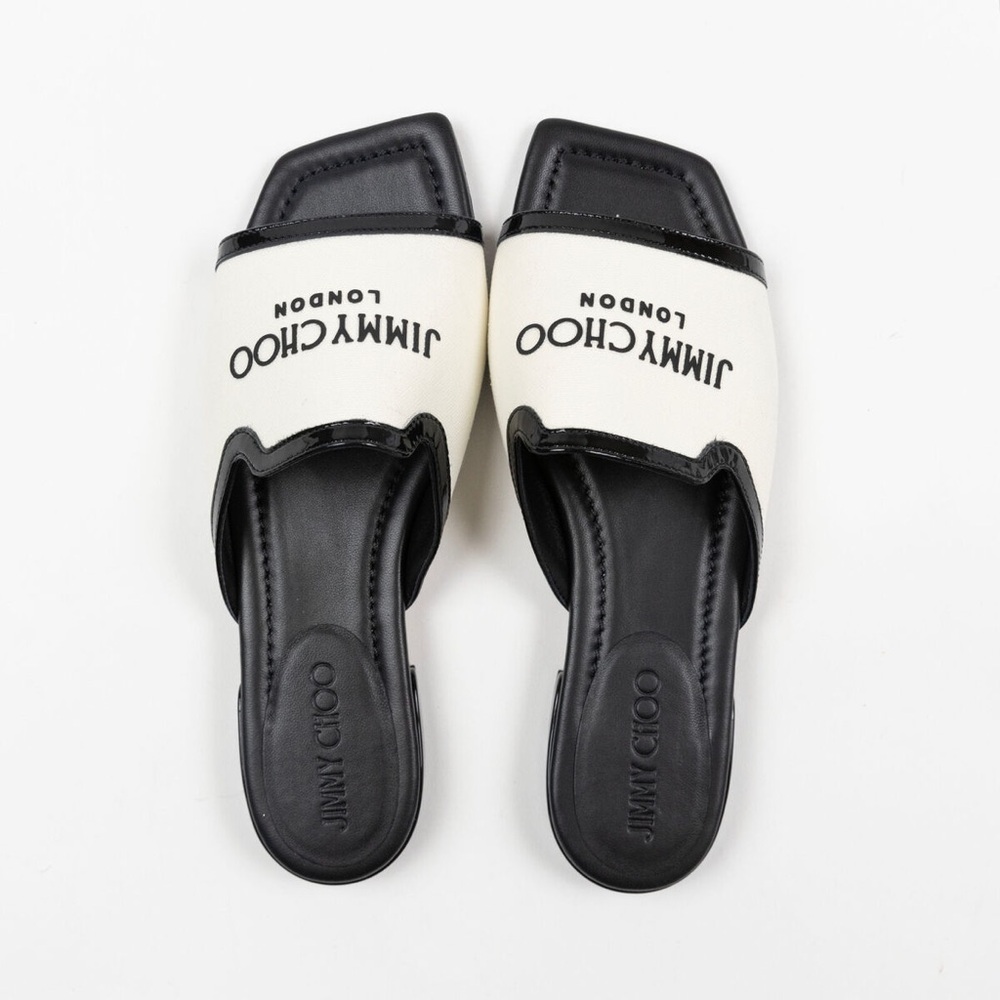 JIMMY CHOO Nako Flat Sandals $650 EU 38.5 Latte Mix w/ two soft linen dust bags